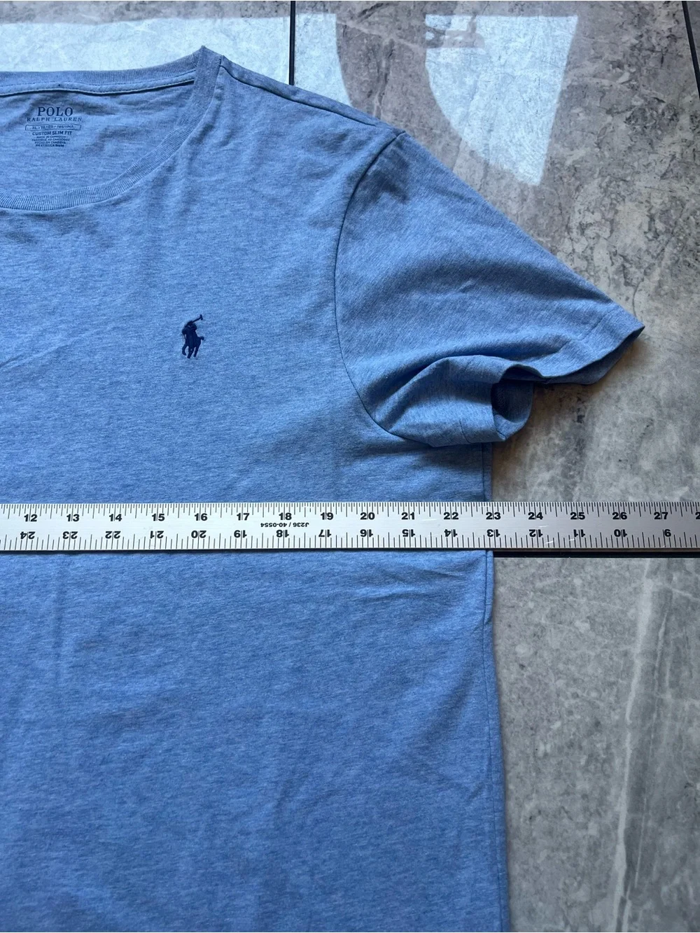 Polo Ralph Lauren Mens XL Custom Slim Fit Blue Heather T-Shirt Short Sleeve Pony